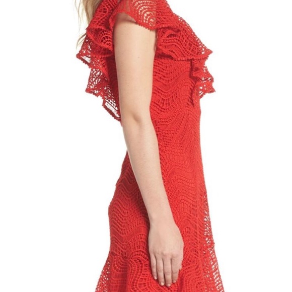 Chelsea28 ruffle sleeve lace fit and flare dress - Picture 4 of 8